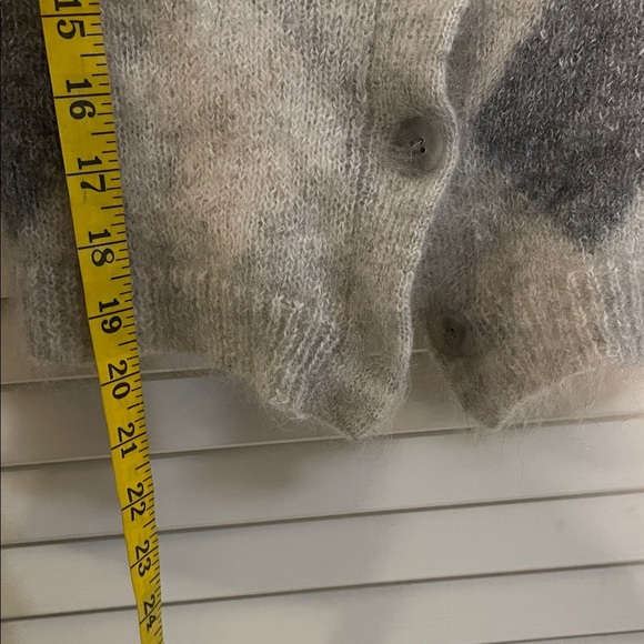 J. Crew Gray and Cream Mohair Blend Argyle 5 Button Down Cardigan - Picture 3 of 9